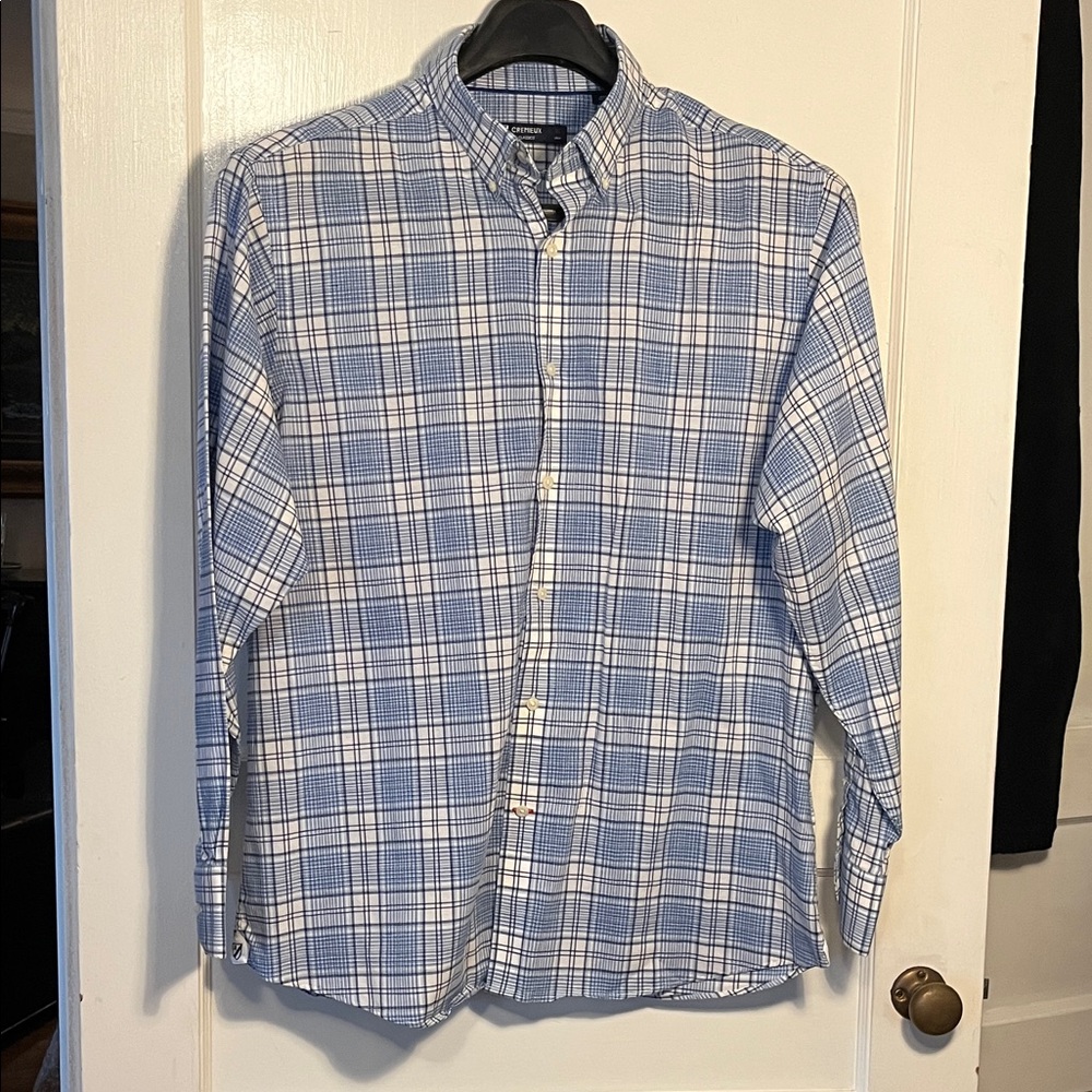 Cremieux Classics Men's Blue and White Checkered no pocket X-Large linen blend